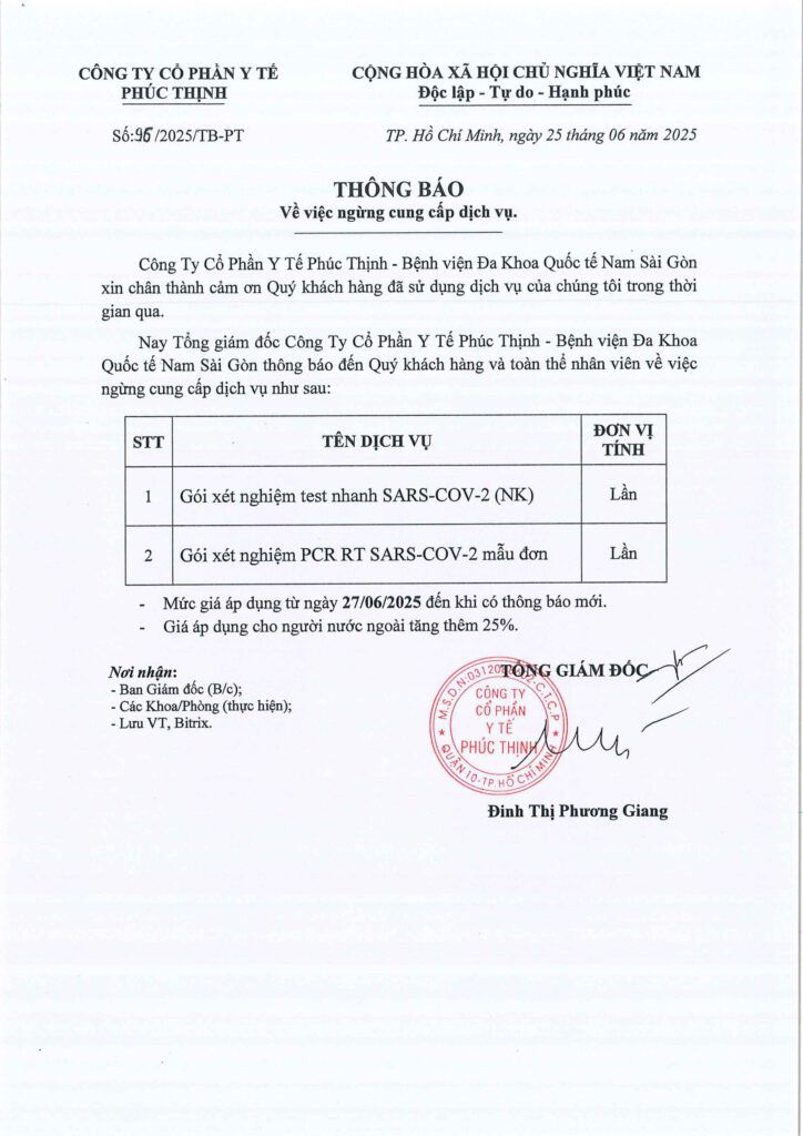 So 96 2025 TB PT. Ngung cung cap dich vu Goi test nhanh SARS CoV 2 NK va goi PCR RT SARS CoV 2 Mau don