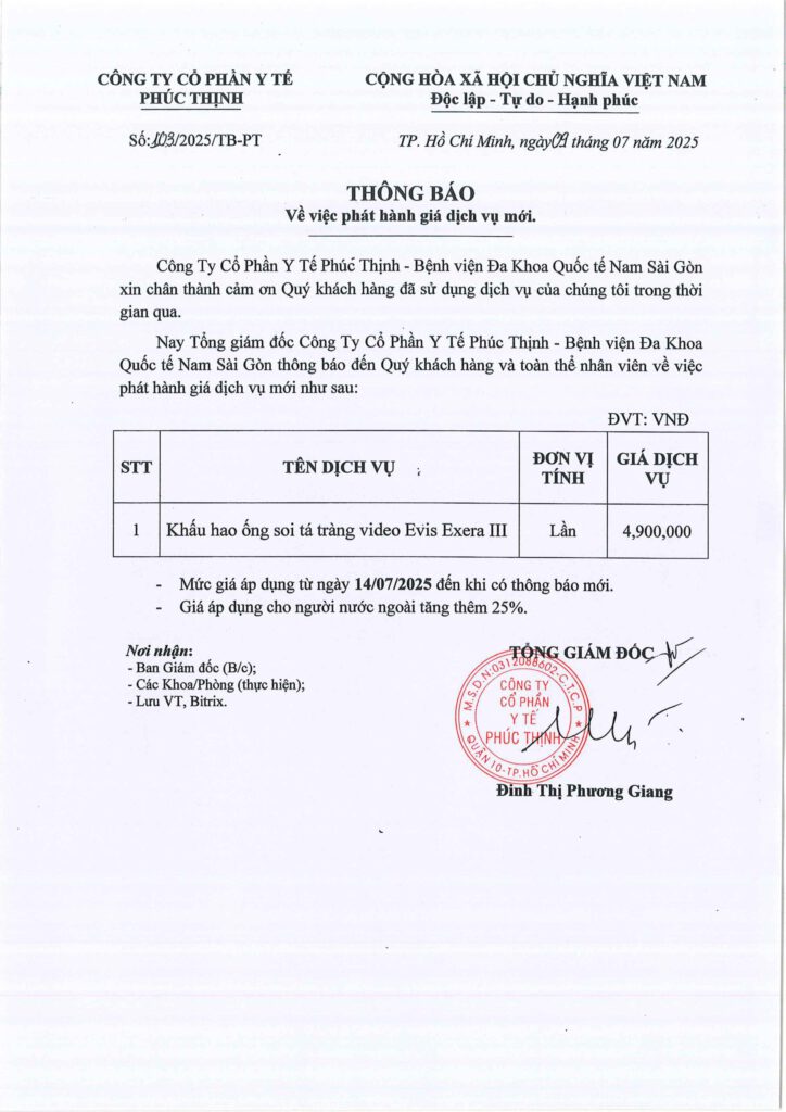 So 103 2025 TB PT. Phat hanh gia dich vu moi khau hao ong soi ta trang video Evis Exera III