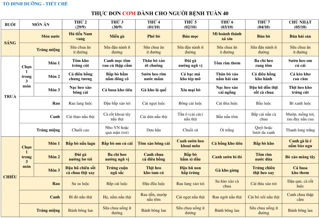 THUC DON COM DANH CHO NGUOI BENH TUAN 40