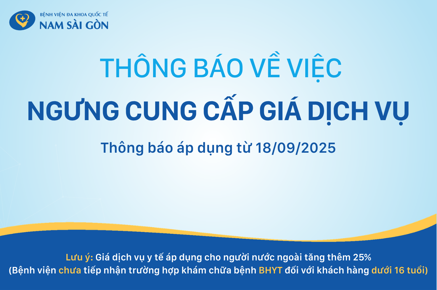 THÔNG BÁO PHÁT HÀNH GIÁ DỊCH VỤ MỚI TỪ 18-09-2025