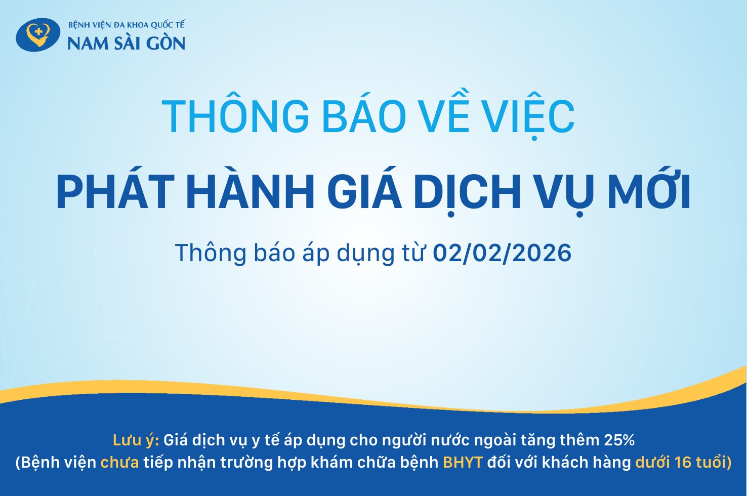 THÔNG BÁO PHÁT HÀNH GIÁ DỊCH VỤ MỚI TỪ 02-02-2026