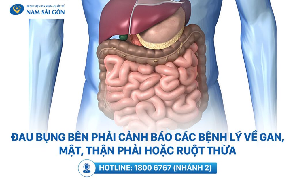 đau bụng bên phải là bị gì