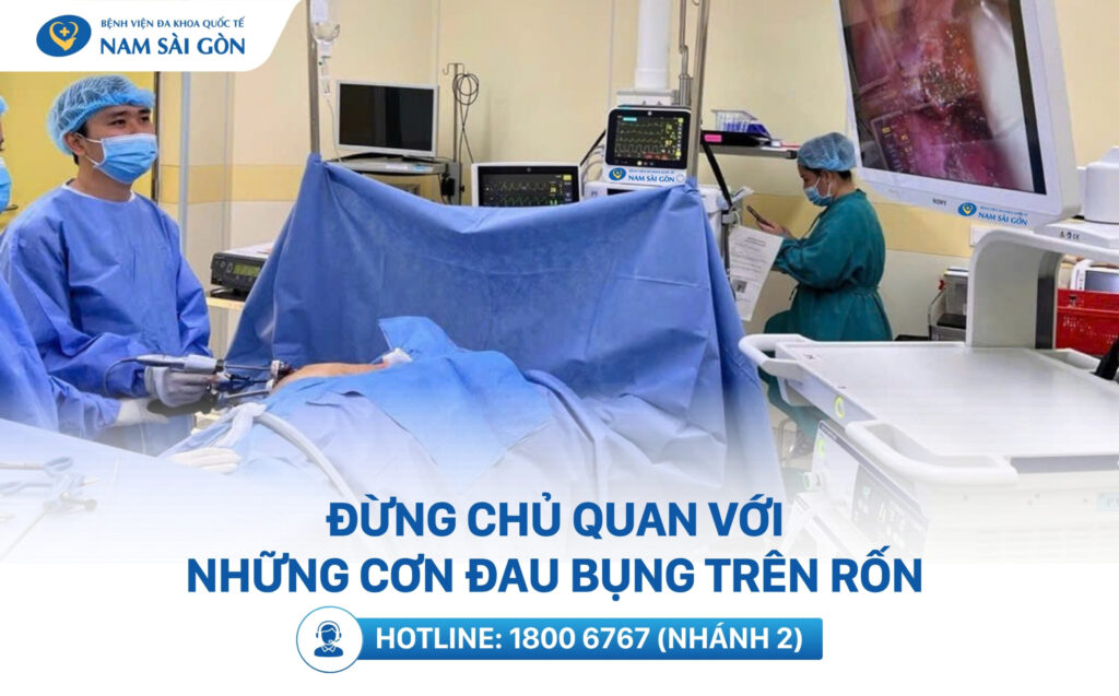 đau giữa bụng trên rốn