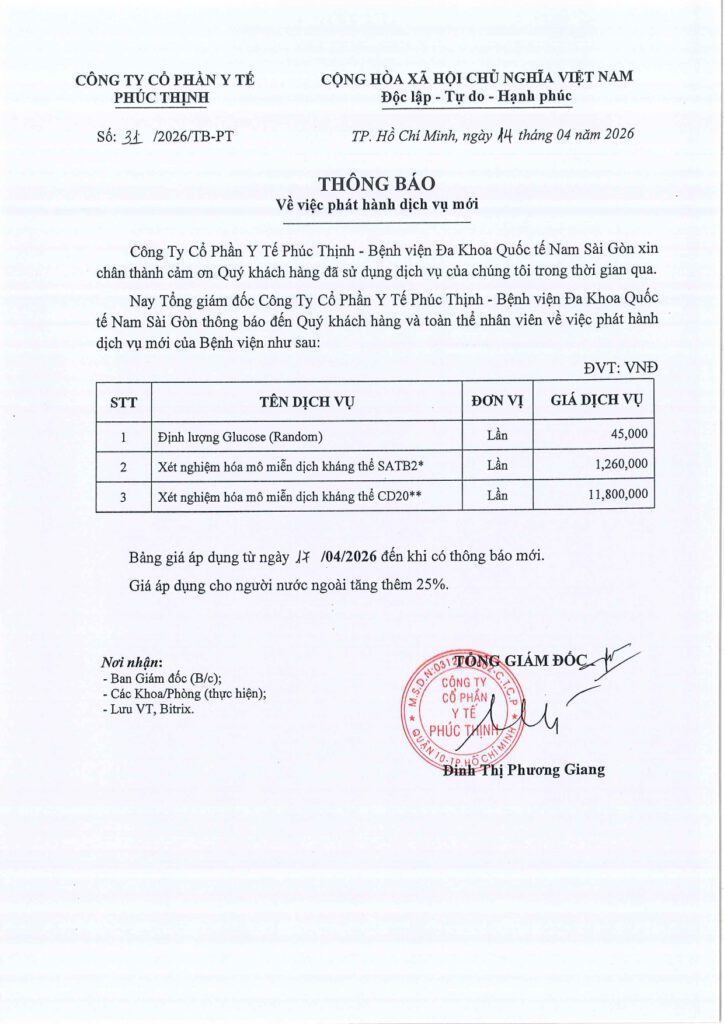 So 31.2026.TB PT Phat hanh dich vu moi Dinh luong Glucose Xet nghiem hoa mo page 0001