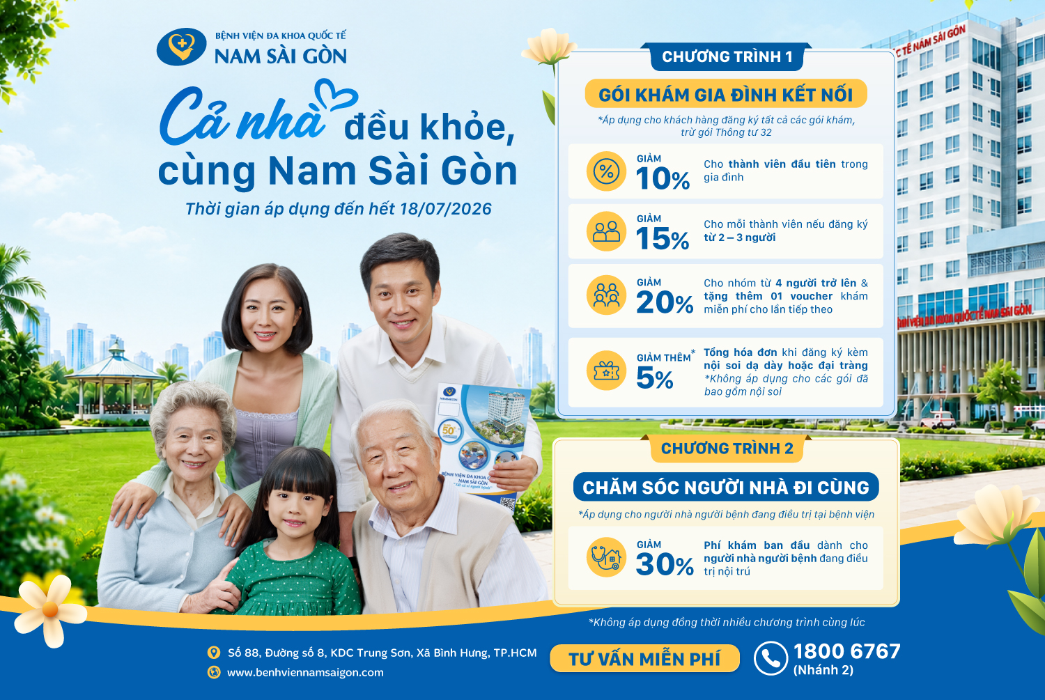 THÔNG BÁO TRIỂN KHAI CHƯƠNG TRÌNH ƯU ĐÃI “CẢ NHÀ ĐỀU KHỎE, CÙNG NAM SÀI GÒN”