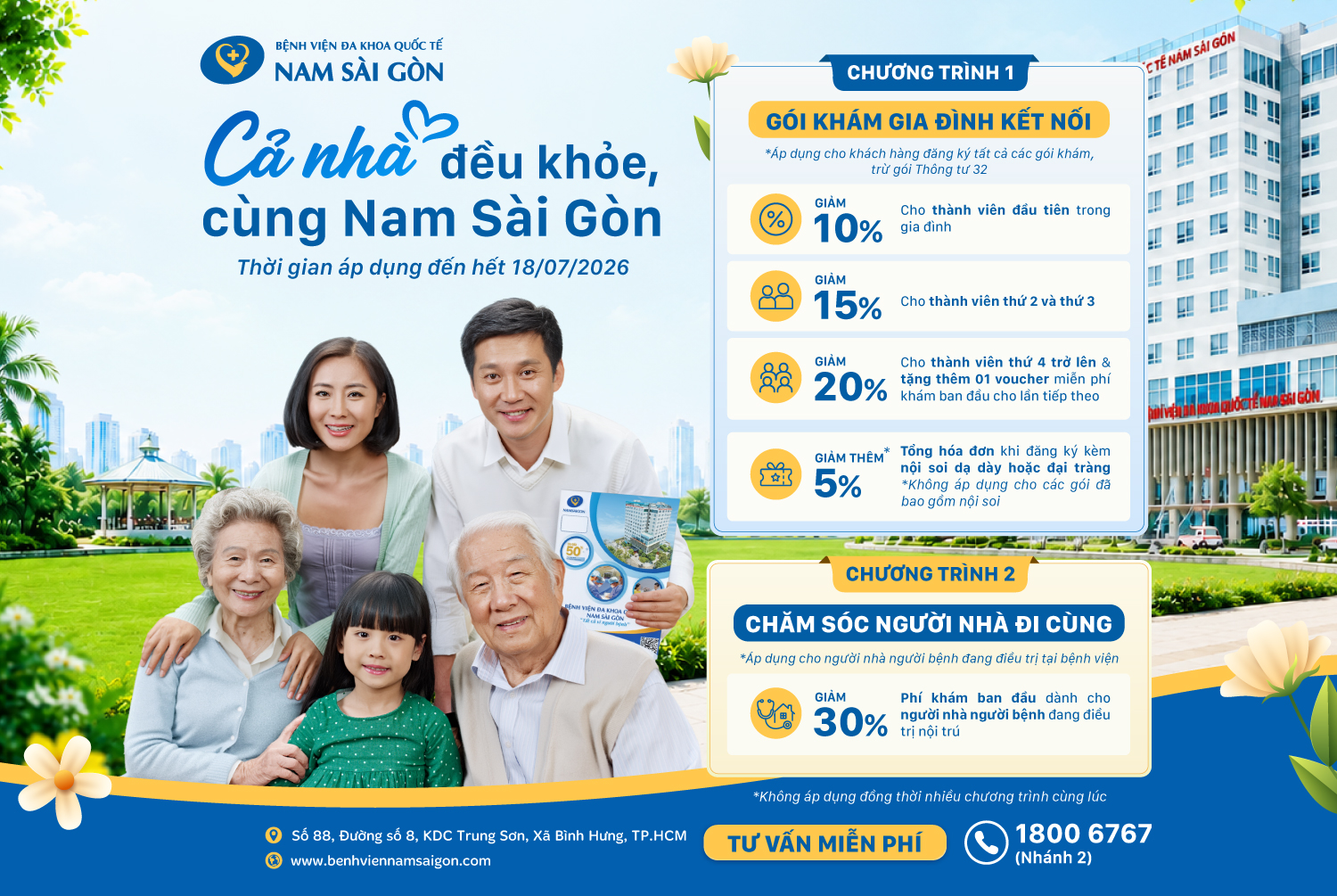 THÔNG BÁO TRIỂN KHAI CHƯƠNG TRÌNH ƯU ĐÃI “CẢ NHÀ ĐỀU KHỎE, CÙNG NAM SÀI GÒN”
