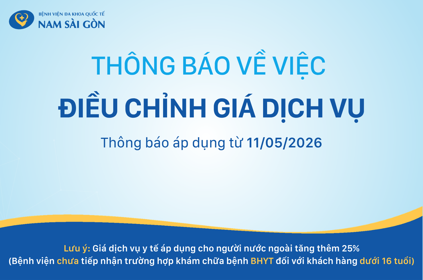 THÔNG BÁO ĐIỀU CHỈNH GIÁ DỊCH VỤ TỪ NGÀY 11-05-2026