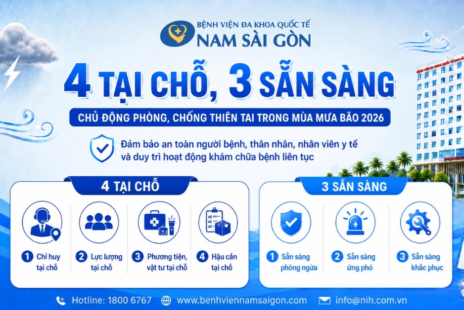 BỆNH VIỆN ĐA KHOA QUỐC TẾ NAM SÀI GÒN CHỦ ĐỘNG PHÒNG, CHỐNG THIÊN TAI TRONG MÙA MƯA BÃO 2026