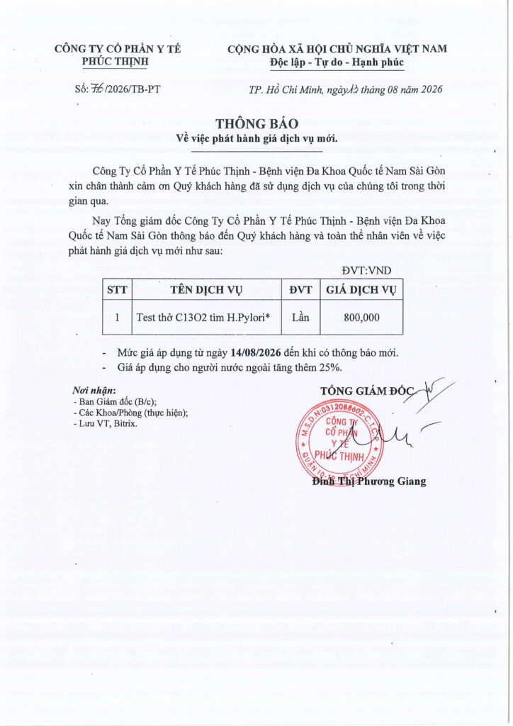 So 762026TB PT Phat hanh dich vu moi Test tho C13O2 tim HPylori