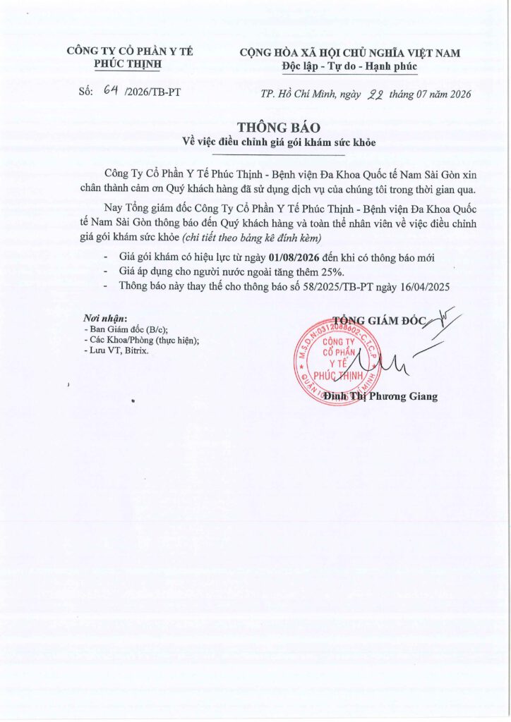 So 642026TB PT Thong bao ve viec dieu chinh gia goi kham suc khoe ap dung tu 0182026 Kem Bo 22 goi kham suc khoe 1